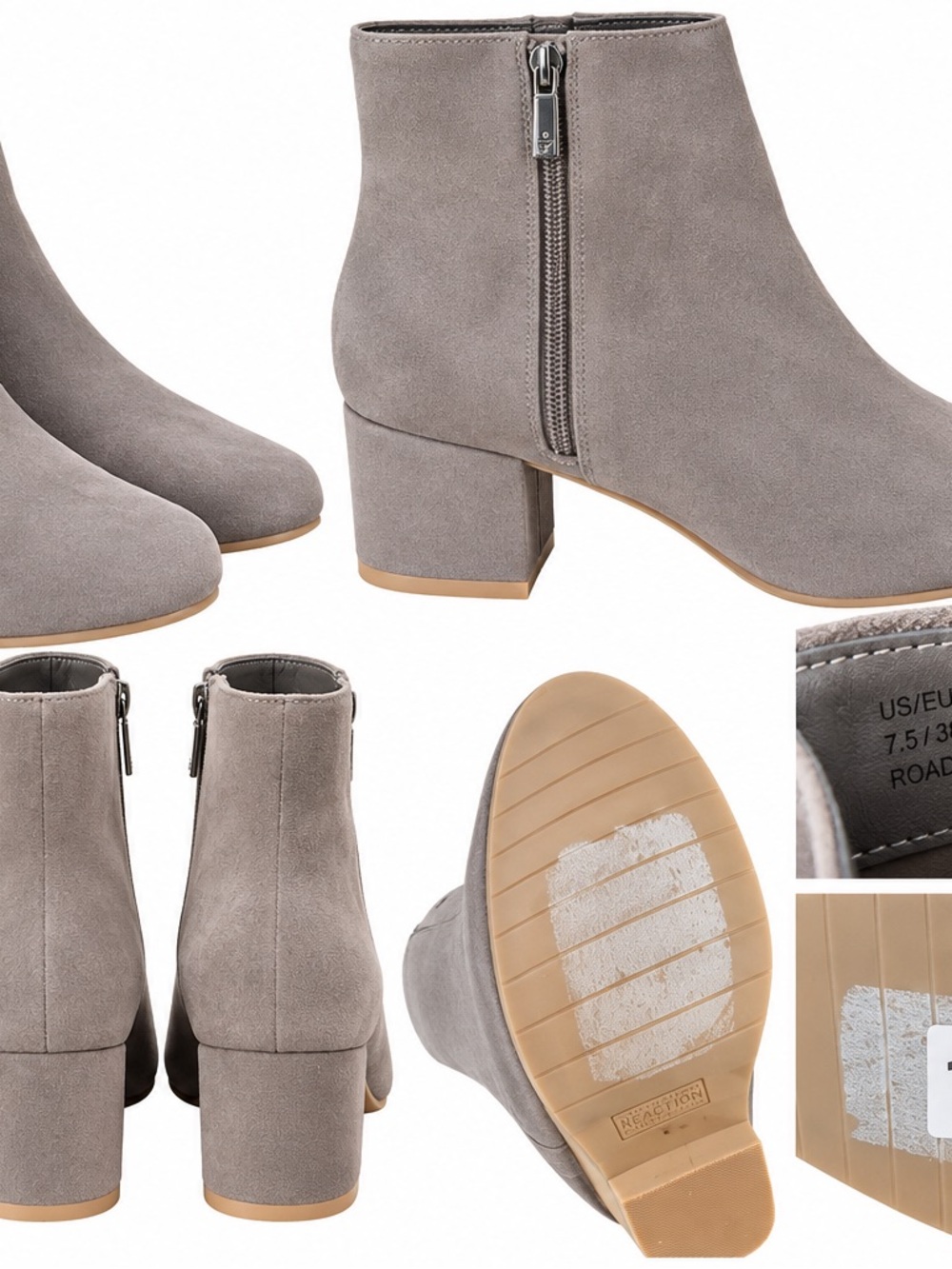 Kenneth Cole Reaction Gray Suede Block Heel Ankle Boots